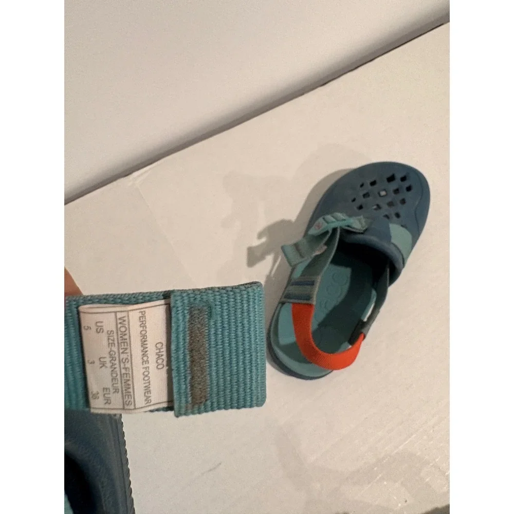 Chaco Chillos Clog Womens 5 Blue Orange Adjustable Strap Performance Sandals